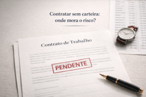 Contrato de trabalho pendente de assinatura representando risco trabalhista