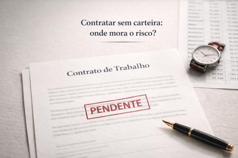 Contrato de trabalho pendente de assinatura representando risco trabalhista